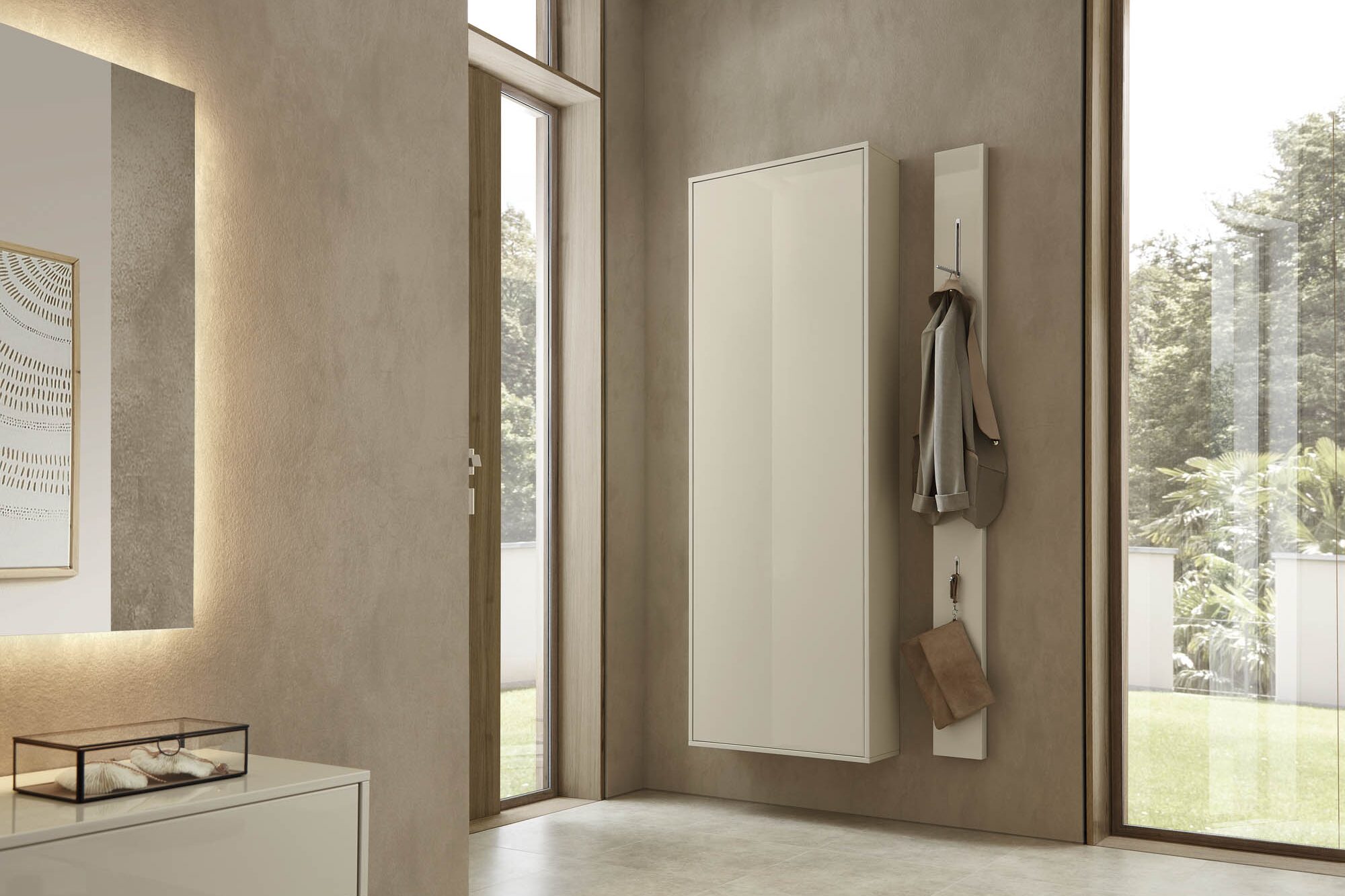 Garderobe rmw-garderobe-weiss-spiegel-garderobenpaneel